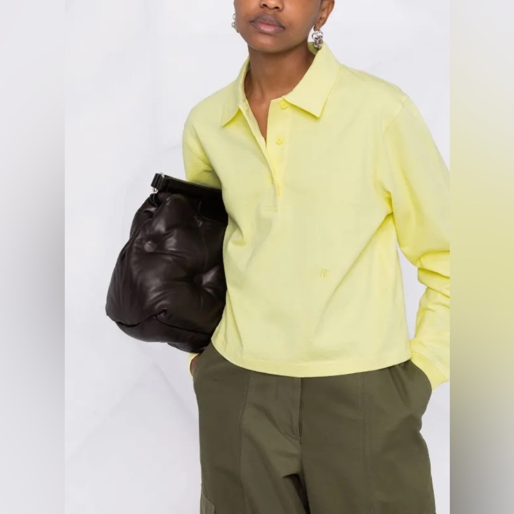 Helmut Lang Butter Yellow Cotton Polo Shirt size Large